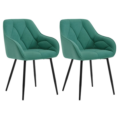 Velvet Eetkamerstoelen – Fluwelen Stoelen – Design Stoelen – Comfortabele Stoelen – Set Van 2 – Turquoise Kleur – Metalen Poten – Ergonomisch Design
