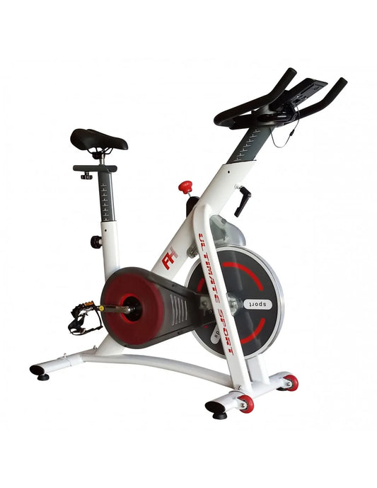 Indoor Bikes - Exercise Bikes - Spinning Bike - Fitness Bike - Indoor Cycle - Indoor Bike - Exercise Bike - Indoor Bike - Static Bike - with Inertia 21kg disc - White - Cadio Training - Height and depth adjustable