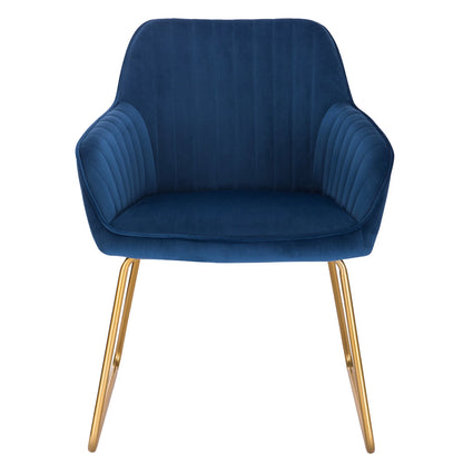 Eetkamerstoelen – Set van 4 - Fluwelen Stoelen – Comfortabele Stoelen – Metalen Pootjes – Ergonomisch Ontwerp – Zithoogte 45 Cm - Blauw
