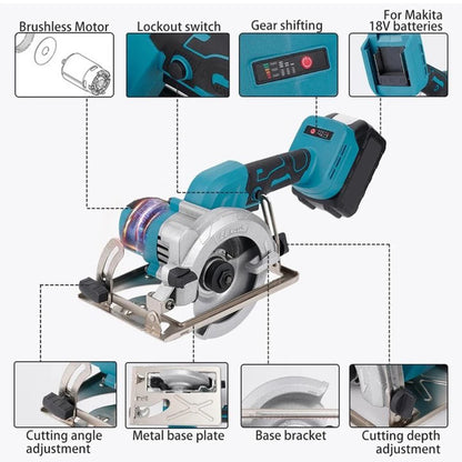 Accu Cirkelzaag - Snoerloze - Cirkelzaagmachine - 125mm - 18V - Instelbare Zaaghoek - Handcirkelzaag - voor Houtbewerking - 1 Batterij Inbegrepen