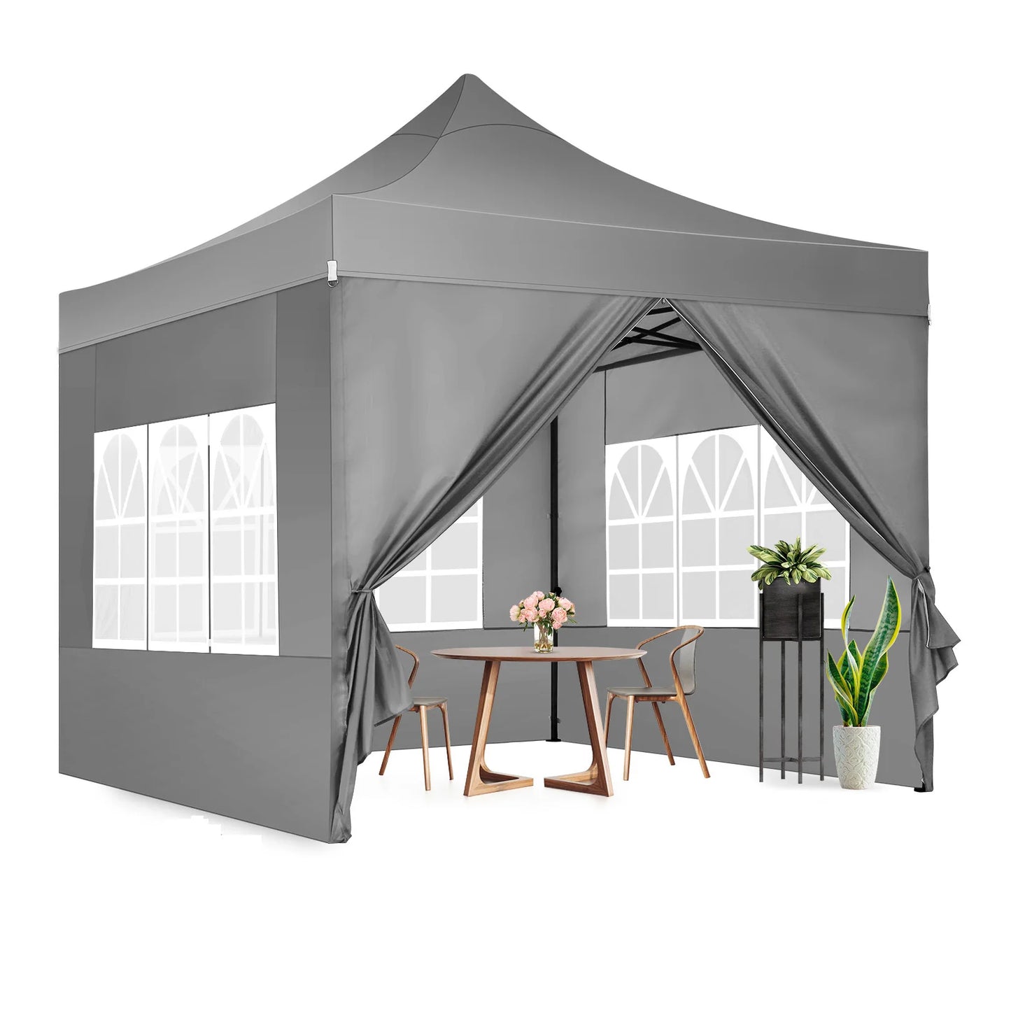 Tuinentent – Partytent – Pop-Up Luifeltent – Overkapping – Tent – Waterdicht Oxford Stof – Roestvrij Stalen Frame - 3x3m - Grijs