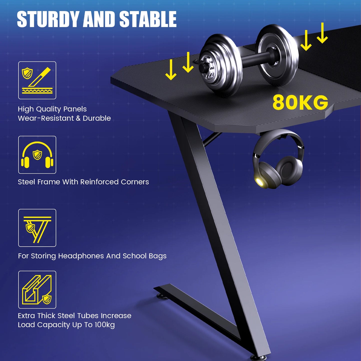 Gamingtafel – Game Bureau – Computerbureau – Gaming Desk – Gaming Bureau Set – Ergonomisch Design – Verstelbare Bureaustoel