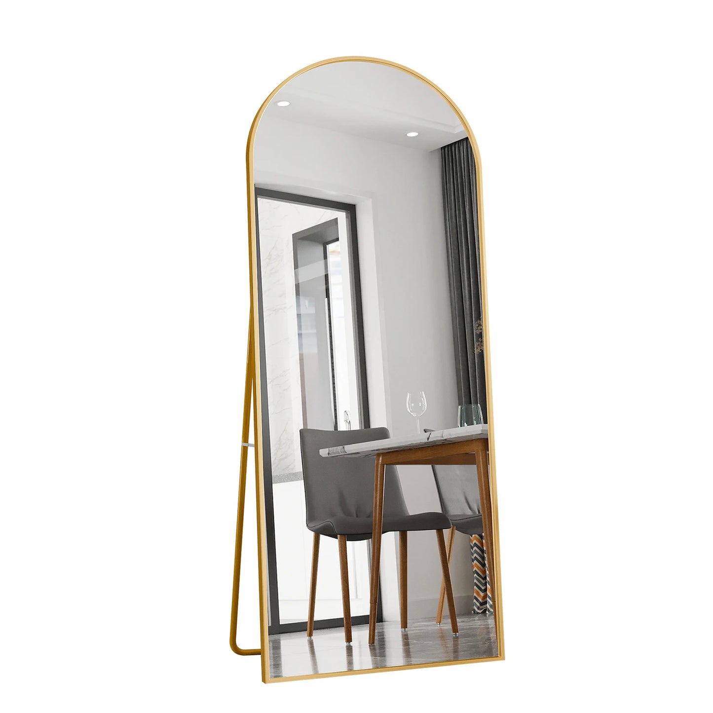 Comanlai 180 x 80 cm Full Length Mirror,Standing Mirror,Floor Mirror Hanging,Standing or Leaning,for Bedroom, Living Room,Golden - QUORE