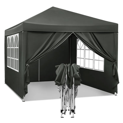 Paviljoen - Tuinpaviljoen - Partytent - Tuintent - Pop-up Kliksysteem - Stabiel - Opvouwbaar - Waterdicht - Winterbestendig - 50+UV-Bescherming - voor Tuin - Buiten - Achtertuin - 210D Oxford-doek - Ijzeren Buis - 5~10M² - 3 x 3 m - Grijs