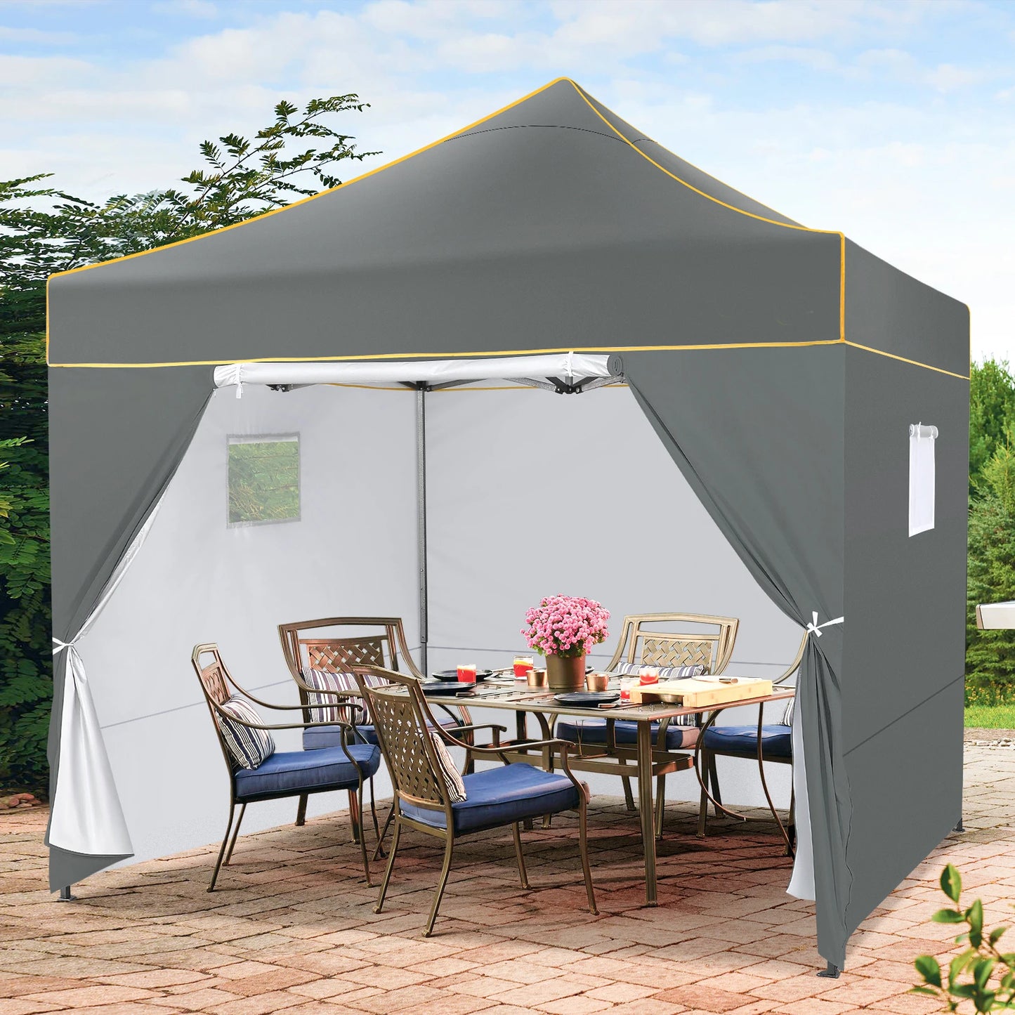 Partytent – Schaduwdoek – Vouwtent – Waterdicht Frame – UPF 50+ Zonbescherming - 3x3 m - Grijs