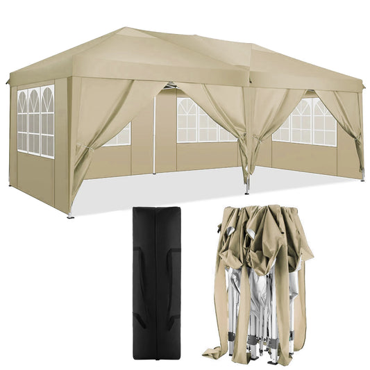 3x6 Meter Vouwtent – Partytent – Marktkraam – Overkapping – Tuintent – Roestbestendig Stalen Frame – Waterdichte 210D Oxford Stof - Khaki