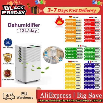 Luchtontvochtiger – Vochtvreter – Dehumidifier – Ontvochtiger – Vochtbestrijder – 12 Liter per Dag – Stil & Energiezuinig - QUORE