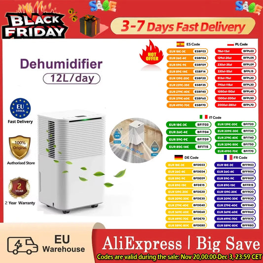 Luchtontvochtiger – Vochtvreter – Dehumidifier – Ontvochtiger – Vochtbestrijder – 12 Liter per Dag – Stil & Energiezuinig - QUORE