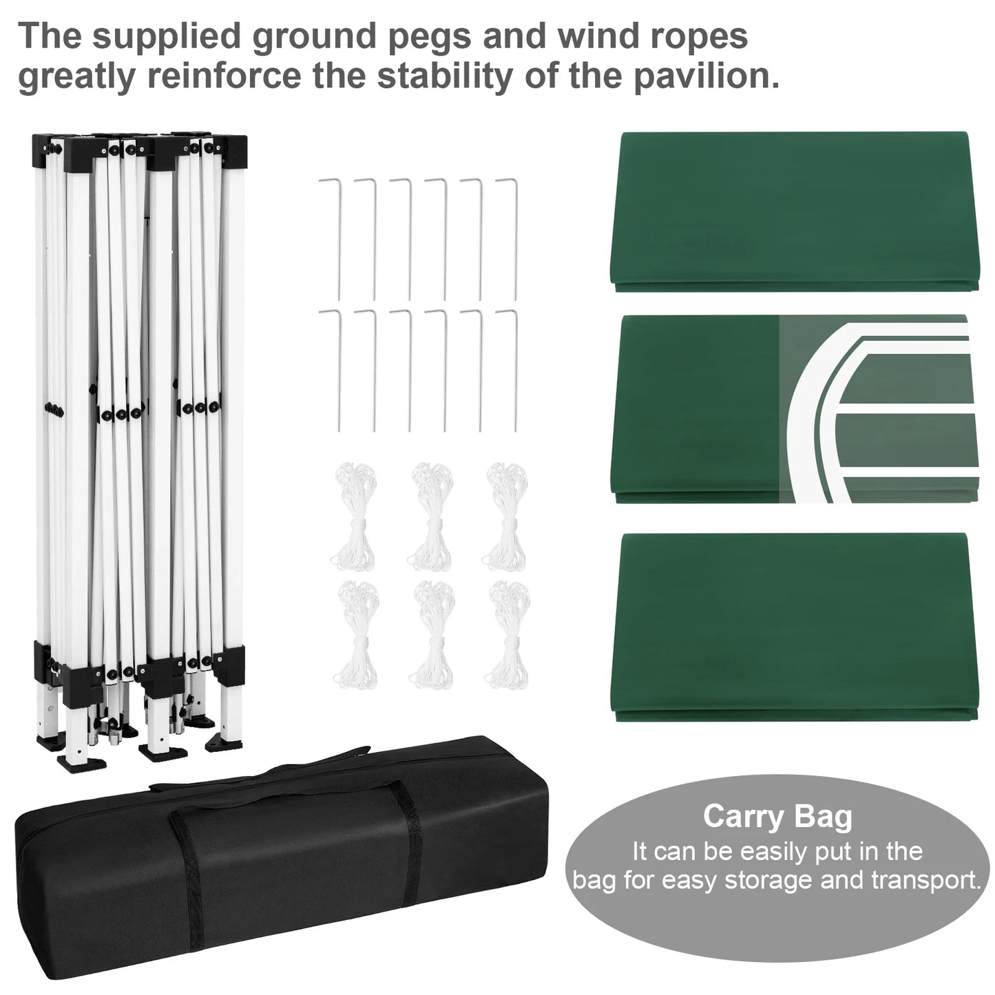 Pop-Up Tent – Tuinpaviljoen – Opblaasbare Tuintent – Buiten Shelter – 3x6 Meter – UV-Bescherming 98% – Verstelbare Hoogte - Groen