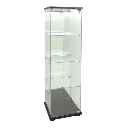 Vitrinekast – Glas kast – Displaykast – Buffettafel – Woonkamerkast – Wit – Dubbele Deuren – 4 Glazen Legplanken – Duurzaam MDF - QUORE