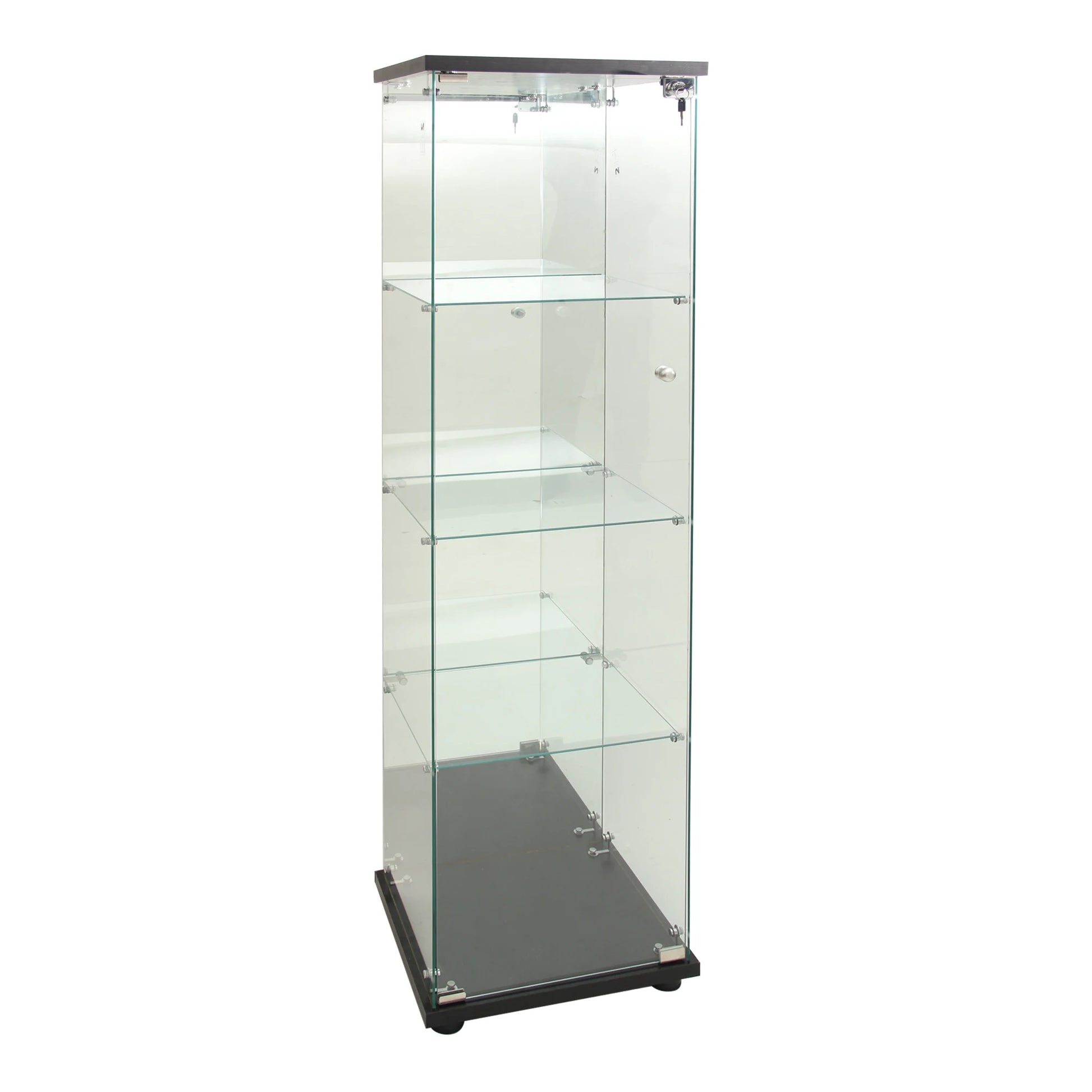 Glazen Vitrinekast – Vitrinekast – Vitrinekast Met Licht – Glasmeubel – Displaykast – Witte Dubbele Deur – LED-verlichting – 4 Ruime Glazen Legplanken - QUORE