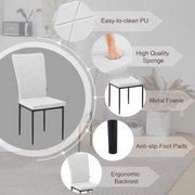 Chair - Dining Room Chairs - Set of 4 Leather Dining Room Chairs - Ergonomic - Metal Legs - High Backrest - Comfortable &amp; Stable - For Kitchen - Dining Room - 42x94.5x 59cm - White Leather