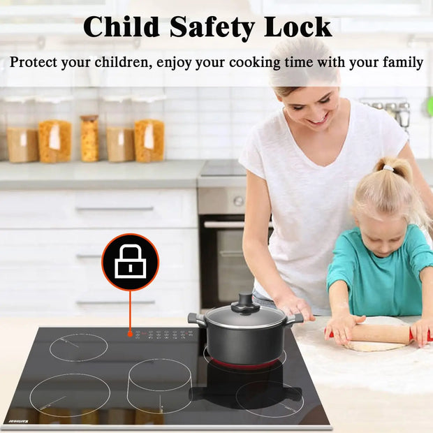 Inductie kookplaat - Induction Hob - Elektrische Brander - 30 Inch Elektrische Kookplaat - 5 Branders - Keramische Kookplaat - Inbouw Elektrische Stralingskookplaat - 8400W - Induction Cook Top - Inductie Fornuis - Zwart