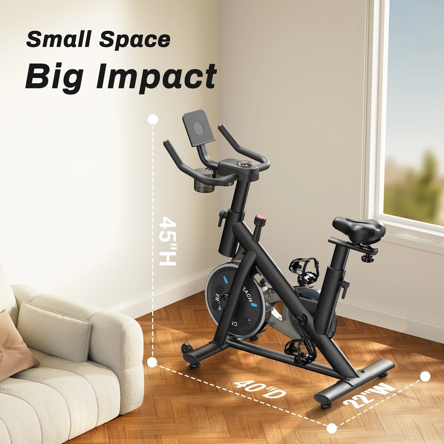 Hometrainer – Fitnessfiets – Indoor Bike – Fietstrainer – Conditietrainer – Stil Met Riemaandrijving – Verstelbaar Zadel & Stuur - QUORE