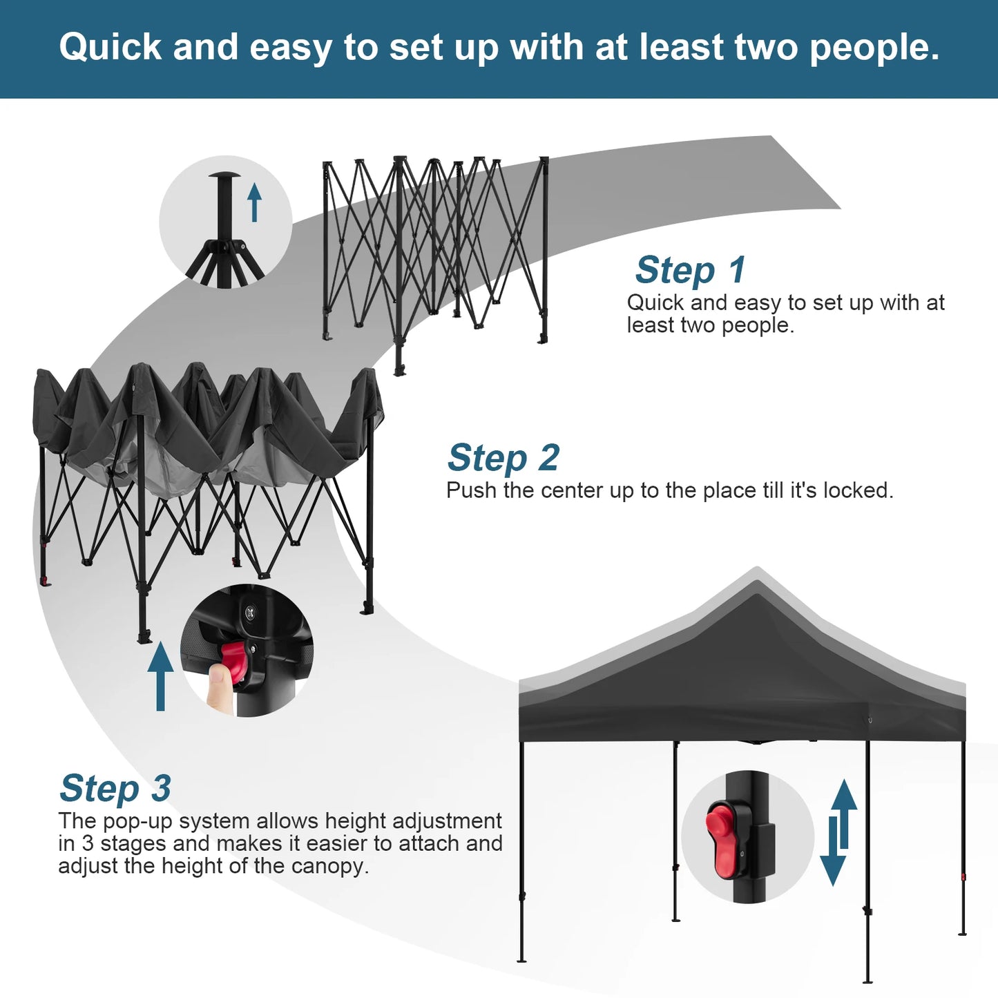 Tuinpaviljoen - 3x3m - Partytent - Verstelbare Hoogte - Gazebo - 4  Afneembare Zijpanelen - met Vensters - UV-Bestendig - Waterdichte - Beige