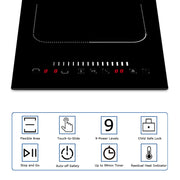 Inductie kookplaat - Induction Hob - Induction Cook Top - Inductie Fornuis - Elektrische Brander - 2 branders - 3500W - 12'' inbouw inductiekookplaat - met gecombineerde zone - Veiligheidsslot - Timer - Pauze - Zwart