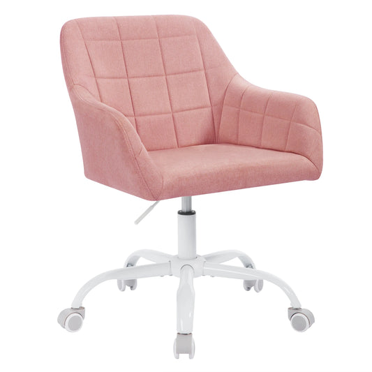 Bureaustoel – Bureaustoelen – Bureaustoel Draaibaar – Ergonomische Bureaustoel – Verstelbare Hoogte – Fluweel – Metalen Vijfsterbasis - Roze