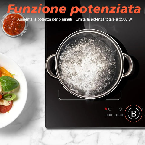 Inductie kookplaat - Induction Hob - Induction Cook Top - Inductie Fornuis - Elektrische Brander - 4-pits - Inductiekookplaat - 60 cm - 3500 W - Flexzone - Plug-in kookplaat - 9 vermogen - Booster - Timer - 220 V - Zwart