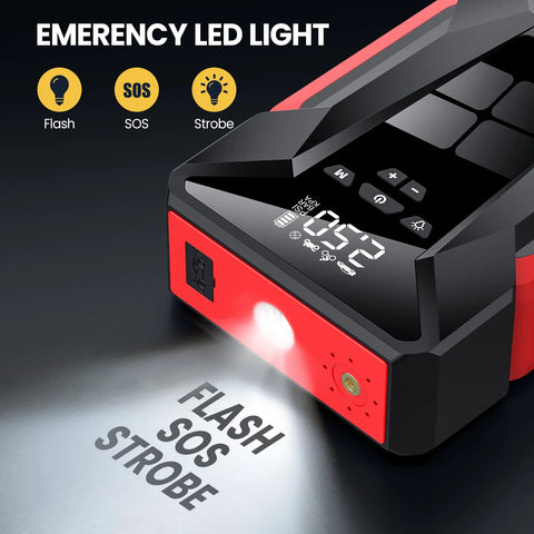 Jumpstarter - Jumpstarter voor Auto - 28000mAh - Auto Startapparaat - Jumpstarter met Powerbank & 150PSI Bandenvuller - Multifunctionele Jumpstarter - Zwart