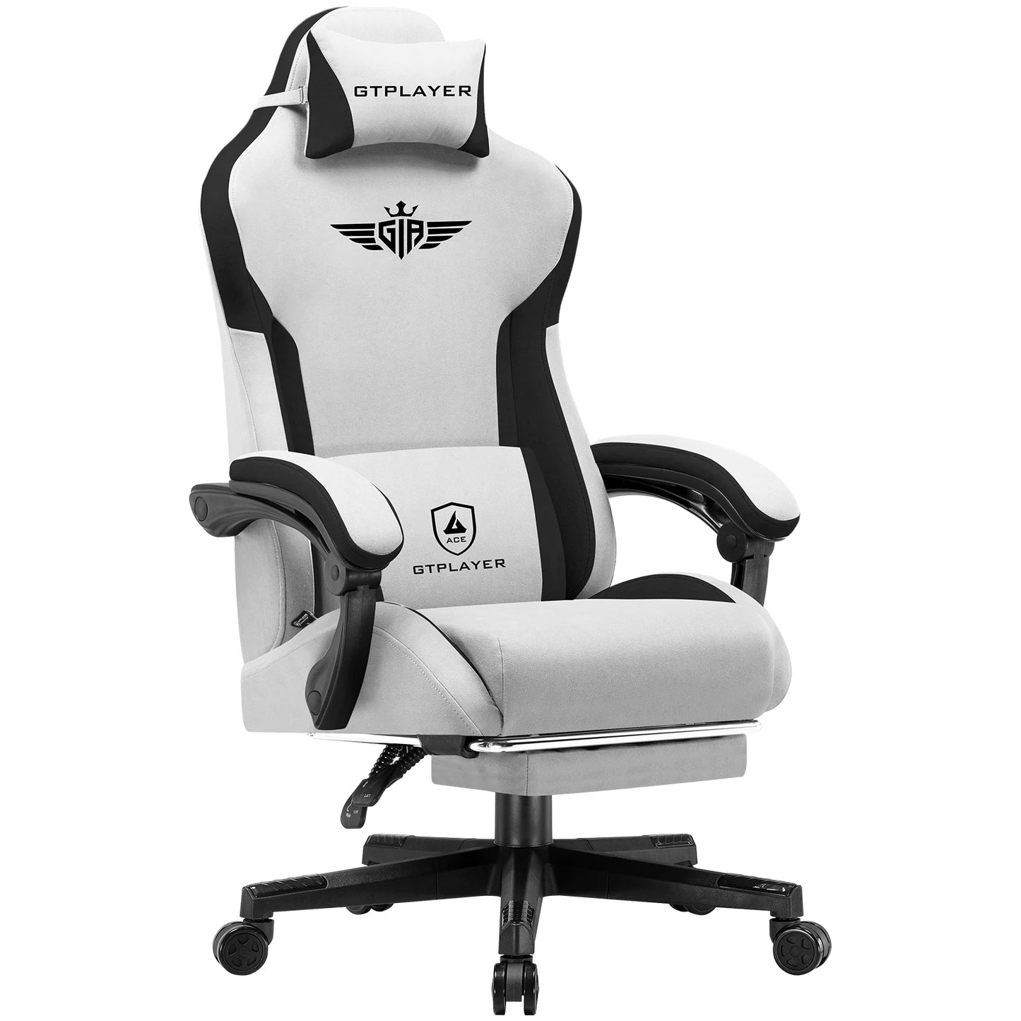 Gamingstoel – Gamestoel – Gaming Chair – Bureaustoel – Game Stoel – Ergonomisch Design – Ademend Stof Bekleding – Verstelbare Rugleuning 165° – Uittrekbare Voetsteun