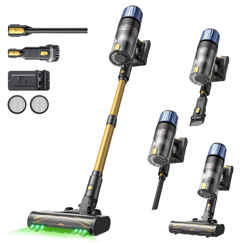 Proscenic P15 Cordless Stick Vacuum Cleaner, 70min Runtime, 50kPa 580W Powerful Suction, Anti-Tangle Brush, Green Light, 6 Layer - QUORE