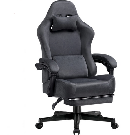 Gamingstoel – Bureaustoel – Werkstoel – Stud Stoel – 160° Verstelbare Rugleuning – Uittrekbare Voetsteun - 131x 53 x 49 cm -  Grijs