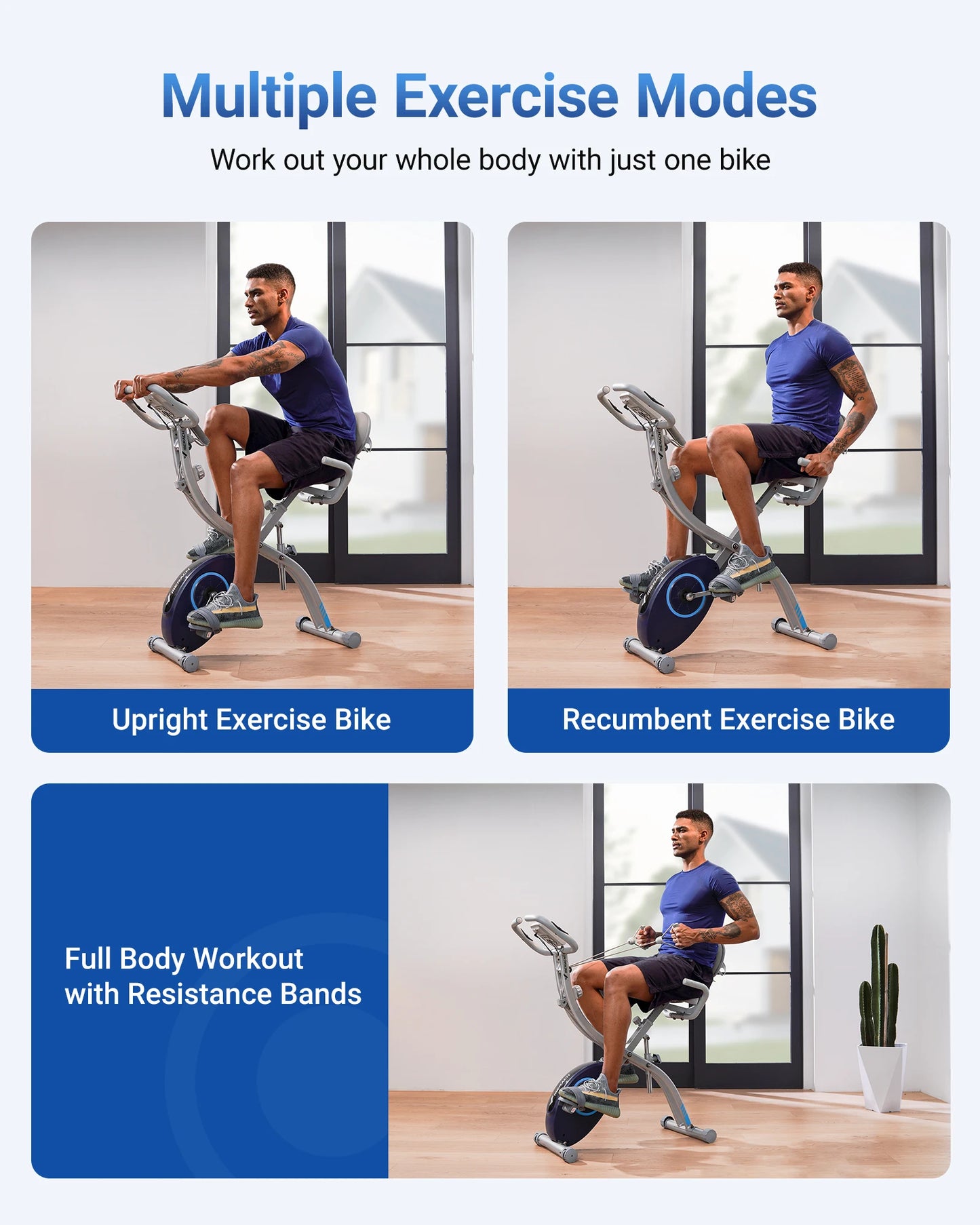 Fitnessfiets – Hometrainer – Cardiofiets – Magnetische Fiets – Opvouwbare Fitnessfiets – 16 Weerstandsniveaus – Inclusief LCD-Display