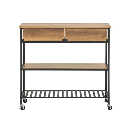 SoBuy FKW112-PF Kitchen Trolley serving trolley Kitchen Shelf with 4 Rolls Hallway Cabinet Sideboard with 2 Drawers and 2 Shelves