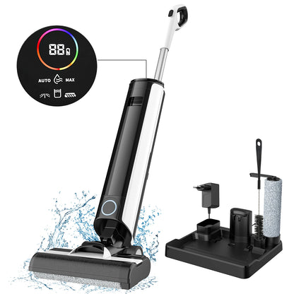Nat En Droog Schoonmaker – Multifunctionele Mop – Dweil En Stofzuiger – Zelfreinigend – Zonder Kabels – 2600mAh Accu – 25 Cm Rollerborstel