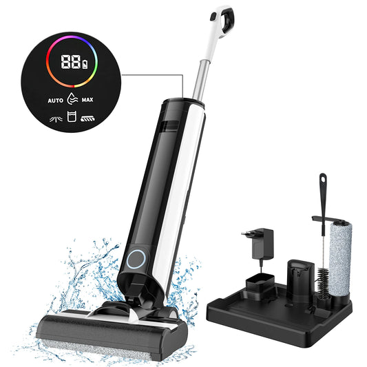 Nat En Droog Schoonmaker – Multifunctionele Mop – Dweil En Stofzuiger – Zelfreinigend – Zonder Kabels – 2600mAh Accu – 25 Cm Rollerborstel