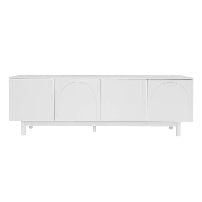 Tv-Meubel – TV Kast – Tv Meubel Modern – Woonkamermeubel – Zonder Handgrepen – Verstelbare Planken – Houten Potten - 175 x 38 x 56 cm - Wit