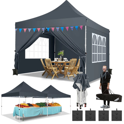 Partytent – Tent – Overkapping – Vouwtent – Paviljoen – 3x3 Meter – Waterdicht Oxford – UPF 50+ Bescherming - Grijs - QUORE