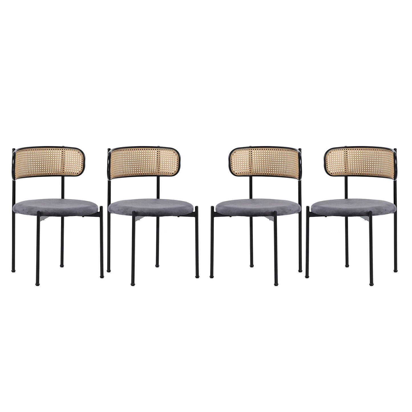 Eetkamerstoelen – Stoelen – Kuipstoelen – Dining Stoelen – Set van 4 - Velours Bekleding – Ergonomische Rugleuning - Grijs - QUORE