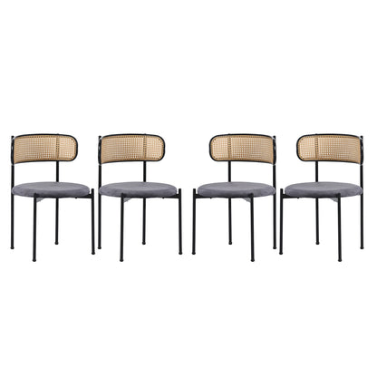 Eetkamerstoelen – Stoelen – Kuipstoelen – Dining Stoelen – Set van 4 - Velours Bekleding – Ergonomische Rugleuning - Grijs - QUORE
