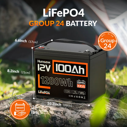 LiFePO4 Batterij – Lithium Accu – Solar Accu – Camper Accu – Thuisbatterij – 12V 100Ah – 15.000+ Cycles – Ingebouwd BMS Veiligheidssystem