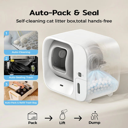 Automatische Kattenbak – Zelfreinigende Kattenbak – Slimme Kattenbak – App Bediening – 60 Liter Inhoud – Geurverwijdering – Fluisterstil