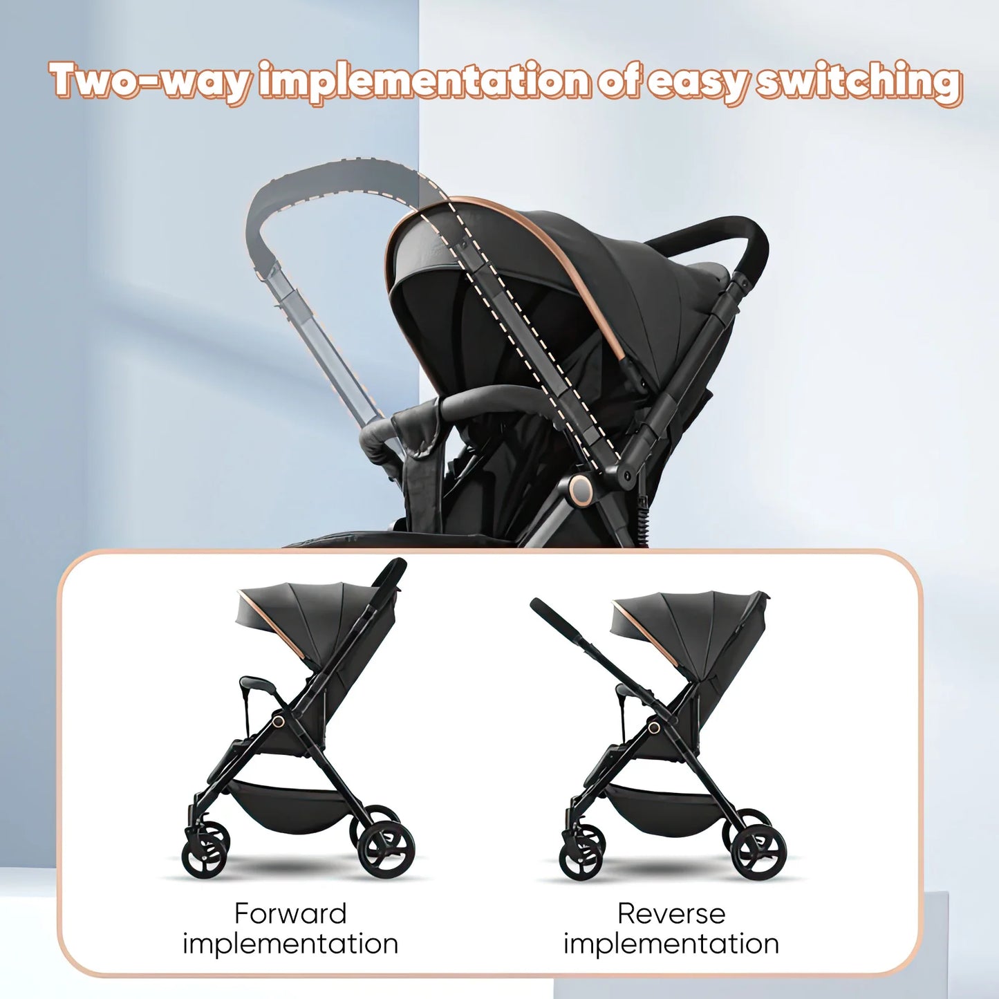 Kinderwagen – Wandelwagen - Babywagen – Inklapbaar - Compacte Baby Kinderwagen - Ultraleichte - Comfortabel - Veilig – Schokabsorptie - Zwart