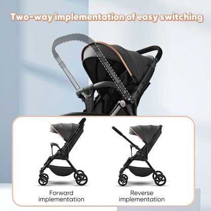 Kinderwagen – Wandelwagen - Babywagen – Inklapbaar - Compacte Baby Kinderwagen - Ultraleichte - Comfortabel - Veilig – Schokabsorptie - Zwart