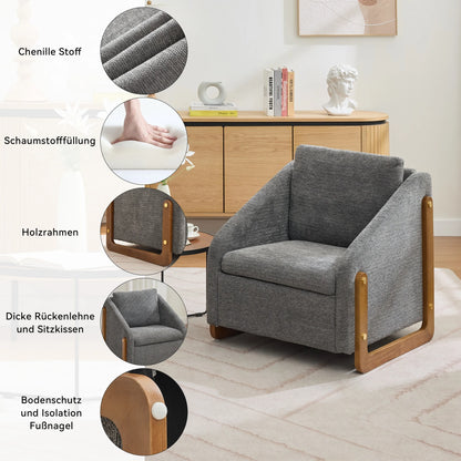 Fauteuil – Loungefauteuil – Relaxstoel – Zetel – Teddystof – Ergonomisch Comfort – Opbergruimte - 201 x 85 x 90 cm - Donkergrijs - QUORE