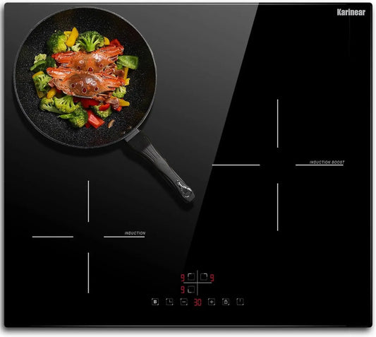 Induction hob - Induction Hob - Induction Cook Top - Induction Cooker - Electric Burner - 3-burner - 60 cm - Built-in induction hob - Touch Control - Timer - Safety lock - 5200W - Black