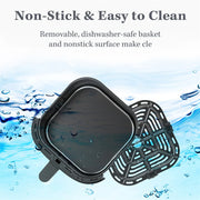 Digital Airfryer - PFAS free - Large 7 Liter - Hot air fryer - Black - Digital screen - Including height-adjustable Grill rack - with Touch Control - non-Basket &amp; Visible windows - Family size