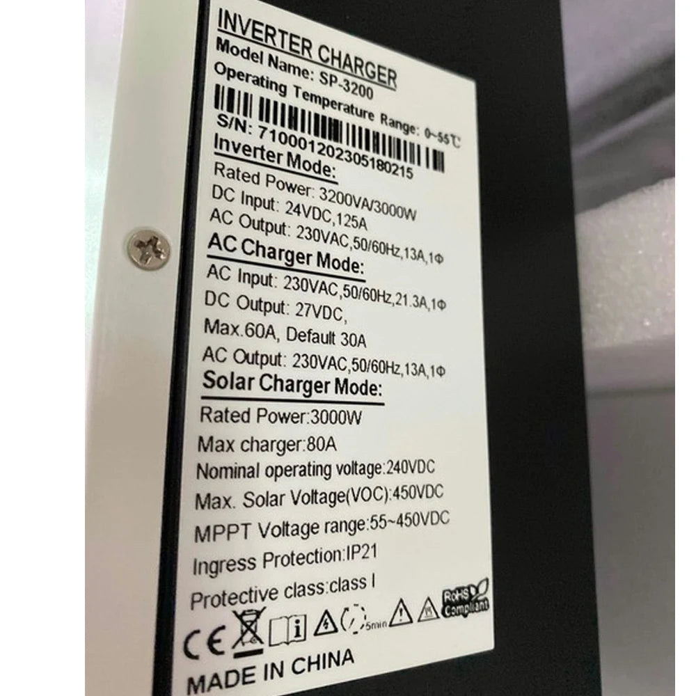 Zonne-Inverter – Solar Inverter – 24V Omvormer – MPPT Charger – 3000W Vermogen – Pure Sinusgolf Output