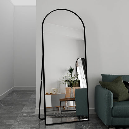 Volledige Lichaam Spiegel – Vloerspiegel – Staande Spiegel – Tuinspiegel – Zwarte Aluminium Spiegel – 180x80 cm – Versterkt Glas