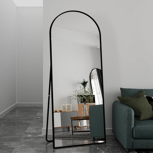 Volledige Lichaam Spiegel – Vloerspiegel – Staande Spiegel – Tuinspiegel – Zwarte Aluminium Spiegel – 180x80 cm – Versterkt Glas