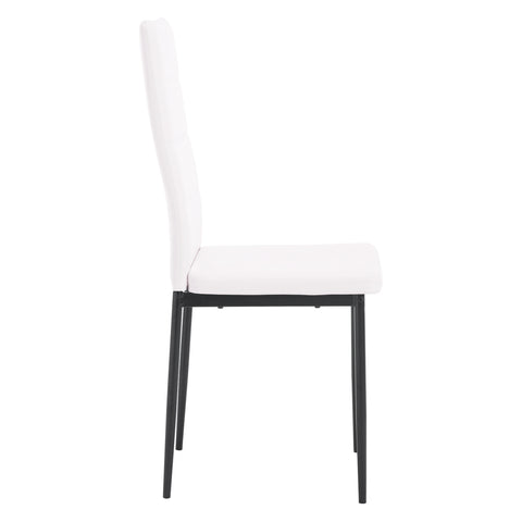 Chair - Dining room chairs - Dining room chairs set of 4 - Modern dining room chair with high backrest - Velvet chair - 150kg - White leather 