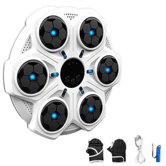 Smart Music Boxing Machine - Muurtrainer met Bluetooth & LED Verlichting - Boksdoel voor Kinderen & Volwassenen - Instelbare Snelheid & Ritme - Wit