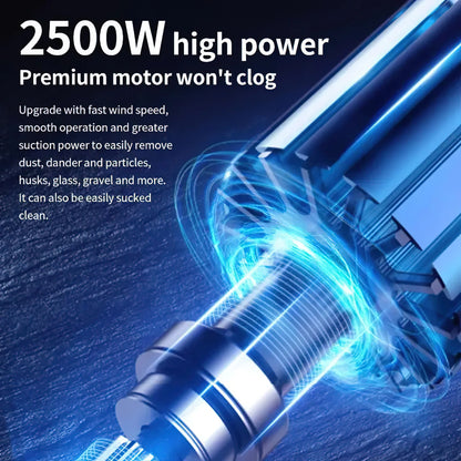 Stofzuiger - Vacuum Cleaner - Snoervacuüm - Multi-Cyclonische Filtratie - Draagbaar - Zonder Zak - voor Harde Vloeren Tapijten - Dierenhaar - 2500W - 220V - 50/60Hz - 15000PA - Blauw