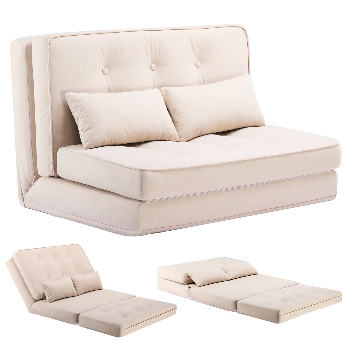 Sofa Bed – Slaapbank – Bedbank – Verstelbare Bank – Compacte Bank – 6 Verstelbare Rugleuning – Ademend Linnen Stof