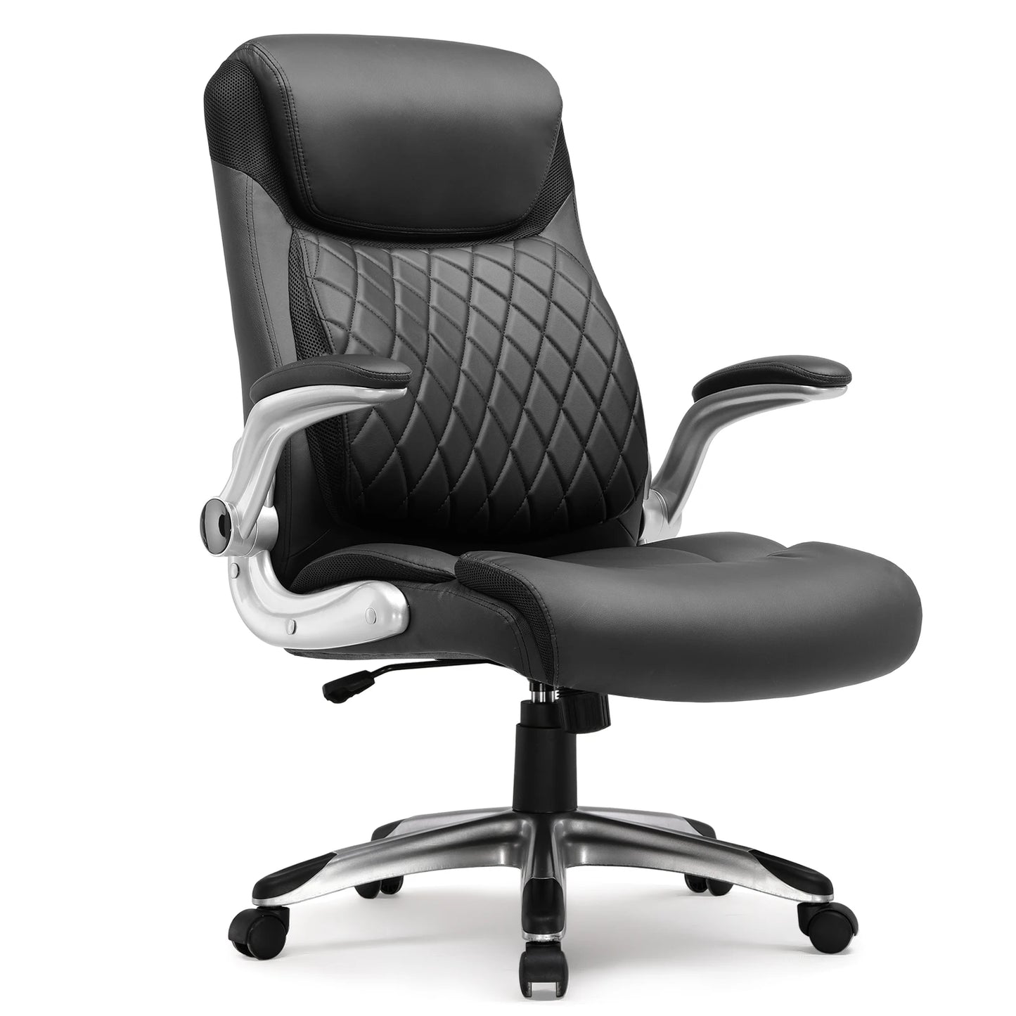 Ergonomische Bureaustoel – Kantoorstoel – Werkstoel – Bureaustoel Met Armleuningen – S-Vormig Rugpaneel – Draagvermogen 136 Kg – 360 Graden Draaibaar - 52 x 54 x 118 cm - Zwart - QUORE
