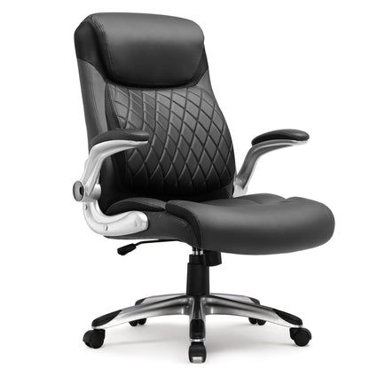 Ergonomische Bureaustoel – Kantoorstoel – Werkstoel – Bureaustoel Met Armleuningen – S-Vormig Rugpaneel – Draagvermogen 136 Kg – 360 Graden Draaibaar - 52 x 54 x 118 cm - Zwart - QUORE